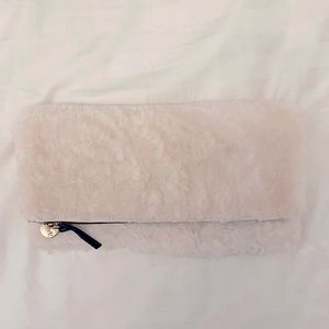 Clare V White Fur Foldover Clutch